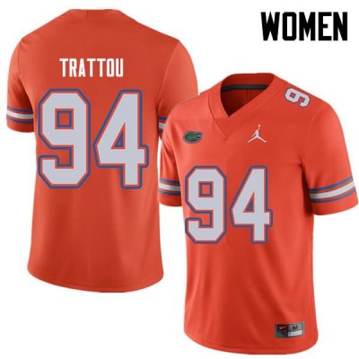 Women's Florida Gators #94 Justin Trattou NCAA Jordan Brand Orange Authentic Stitched College Football Jersey XLB8262WK